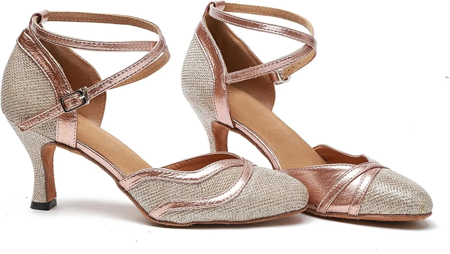 Minishion Women's Glitter Ballroom Latin Dancing Shoes Party Wedding Heels