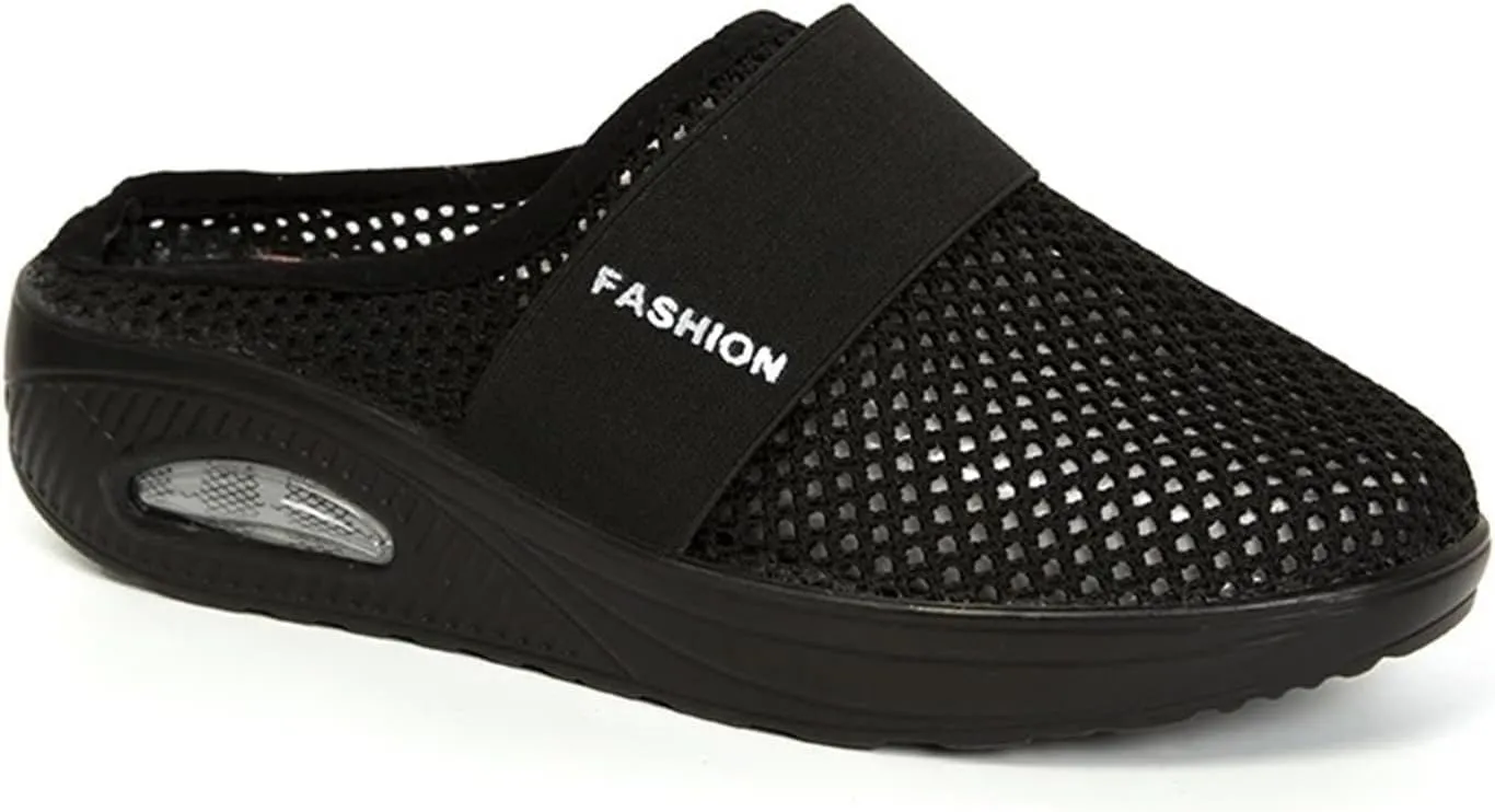 Mmoneyake Mules for Women 2025 Open Back Slip On Shoes Wide Width Clogs Mesh Slippers Air Cushion Orthopedic Diabetic Walking Shoes Backless Breathable Sneakers Closed Toe Slides