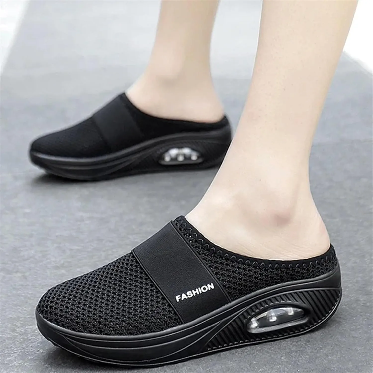 Mmoneyake Mules for Women 2025 Open Back Slip On Shoes Wide Width Clogs Mesh Slippers Air Cushion Orthopedic Diabetic Walking Shoes Backless Breathable Sneakers Closed Toe Slides