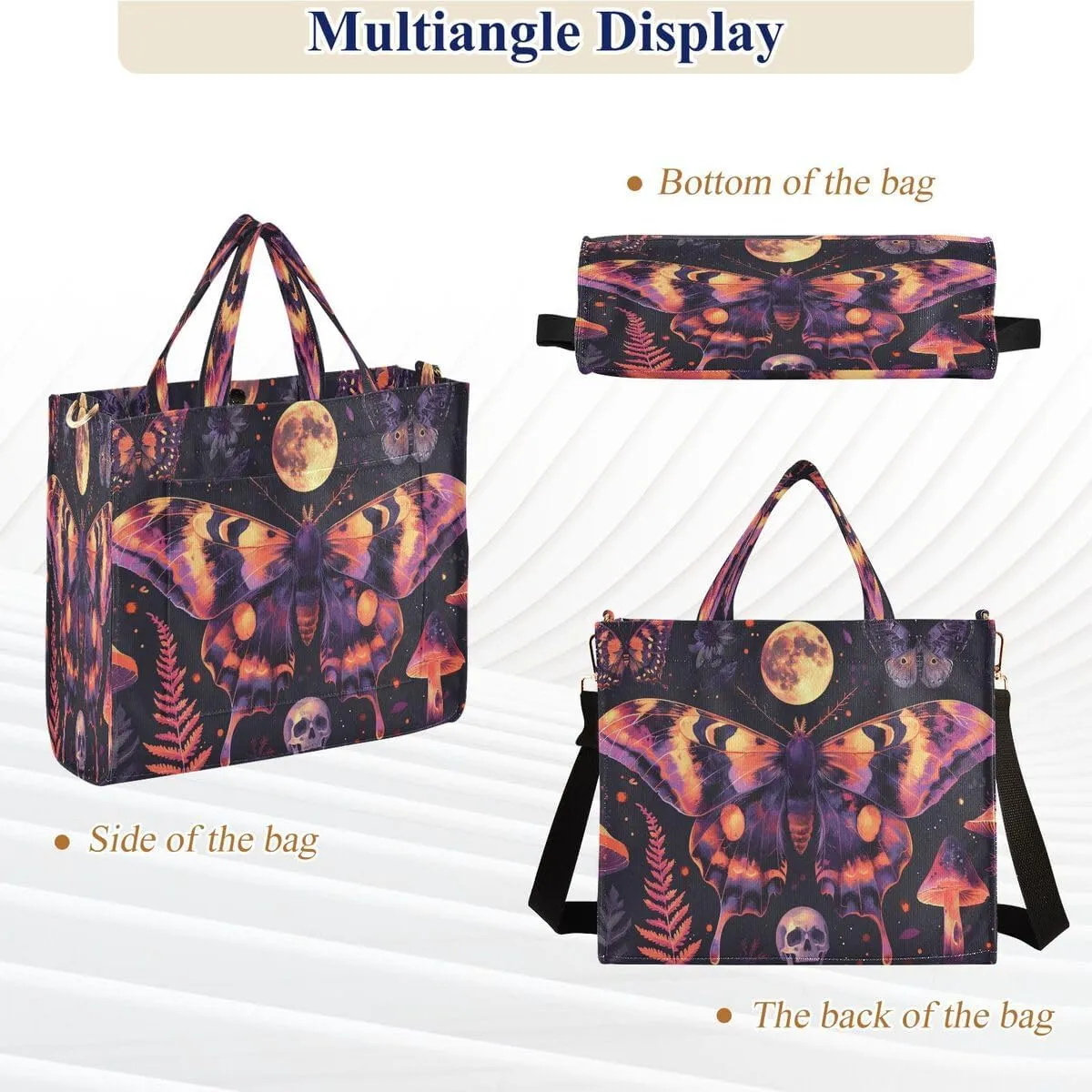 MNSRUU Corduroy Tote Bag for Women, Funny Skulls Tote Bag Crossbody Hobo Handbag Shoulder Bag for Work Travel