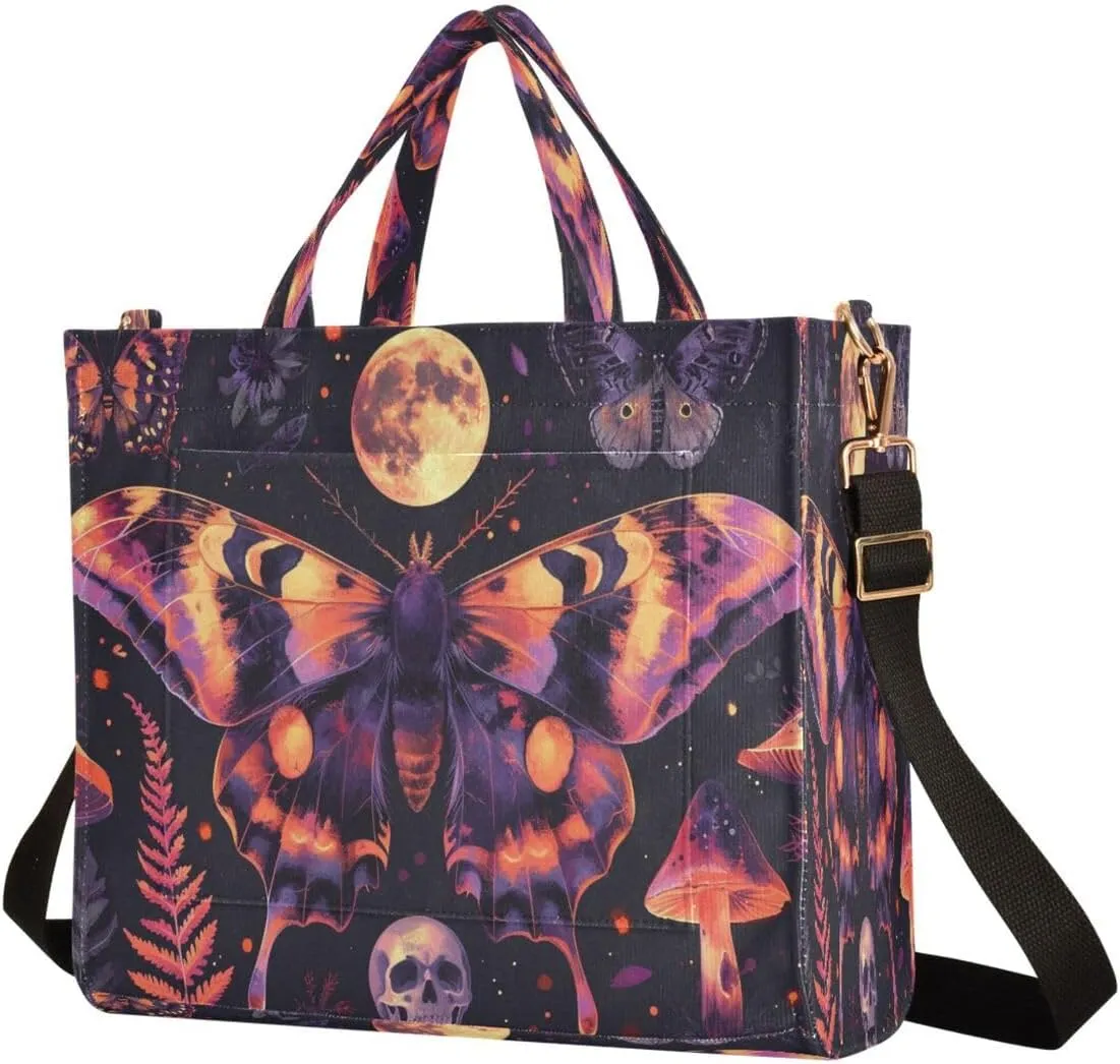MNSRUU Corduroy Tote Bag for Women, Funny Skulls Tote Bag Crossbody Hobo Handbag Shoulder Bag for Work Travel