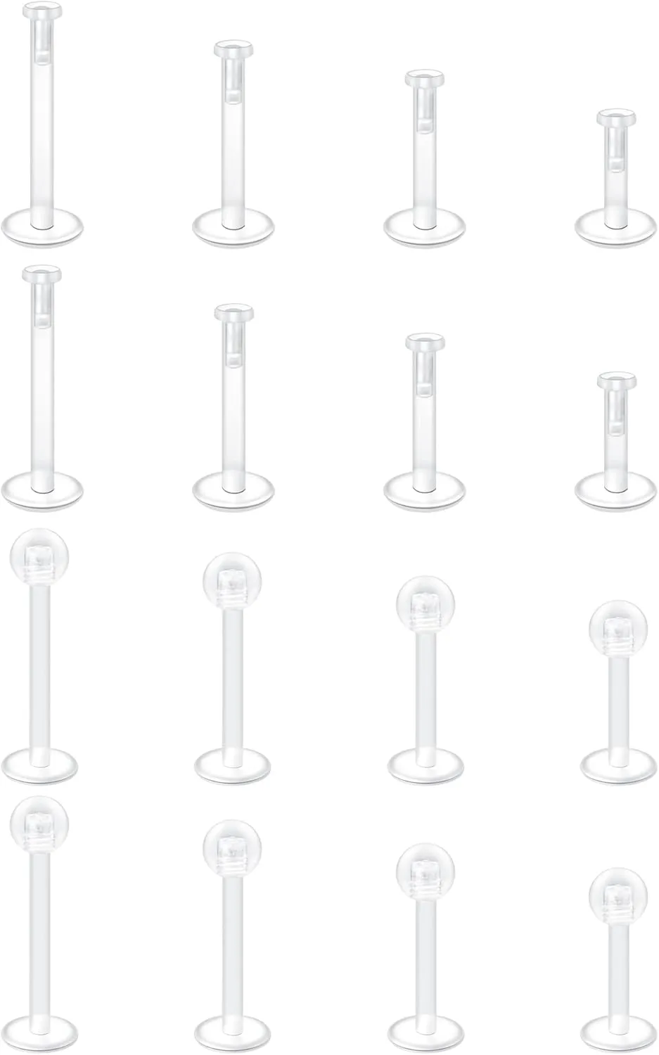 MODRSA Clear Earrings Plastic Earrings for Sports 16g Clear Cartilage Earrings Stud Plastic Helix Tragus Earring Medusa Monroe Piercing Retainer Clear Lip Rings Labret Retainers for Work Surgery