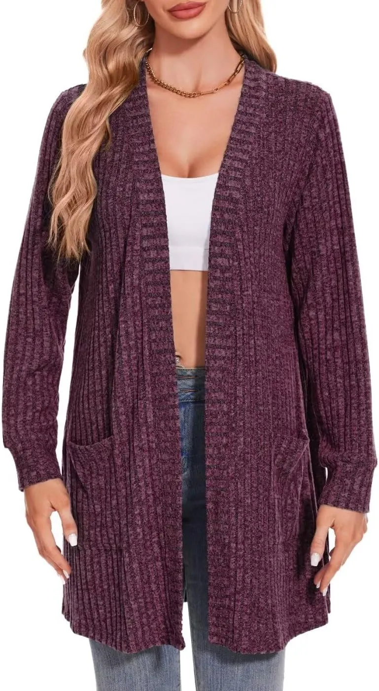 MONNURO Plus Size Cardigan Sweaters for Women Oversized Long Cardigan Open Front Sweaters Outwear with Pockets