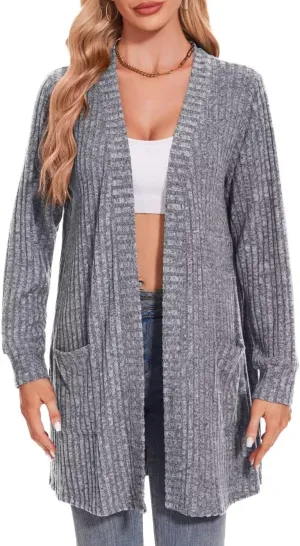 MONNURO Plus Size Cardigan Sweaters for Women Oversized Long Cardigan Open Front Sweaters Outwear with Pockets