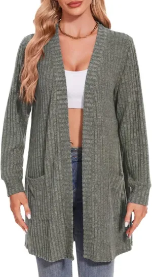 MONNURO Plus Size Cardigan Sweaters for Women Oversized Long Cardigan Open Front Sweaters Outwear with Pockets