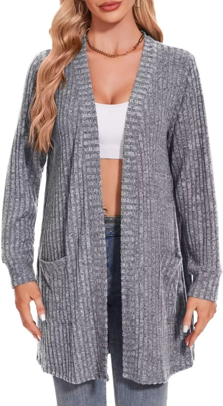 MONNURO Plus Size Cardigan Sweaters for Women Oversized Long Cardigan Open Front Sweaters Outwear with Pockets