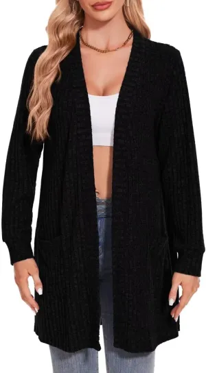 MONNURO Plus Size Cardigan Sweaters for Women Oversized Long Cardigan Open Front Sweaters Outwear with Pockets