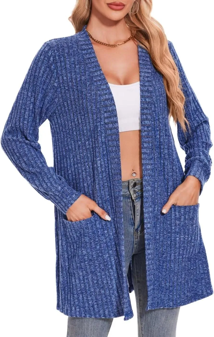 MONNURO Plus Size Cardigan Sweaters for Women Oversized Long Cardigan Open Front Sweaters Outwear with Pockets