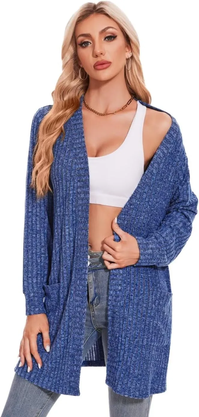 MONNURO Plus Size Cardigan Sweaters for Women Oversized Long Cardigan Open Front Sweaters Outwear with Pockets