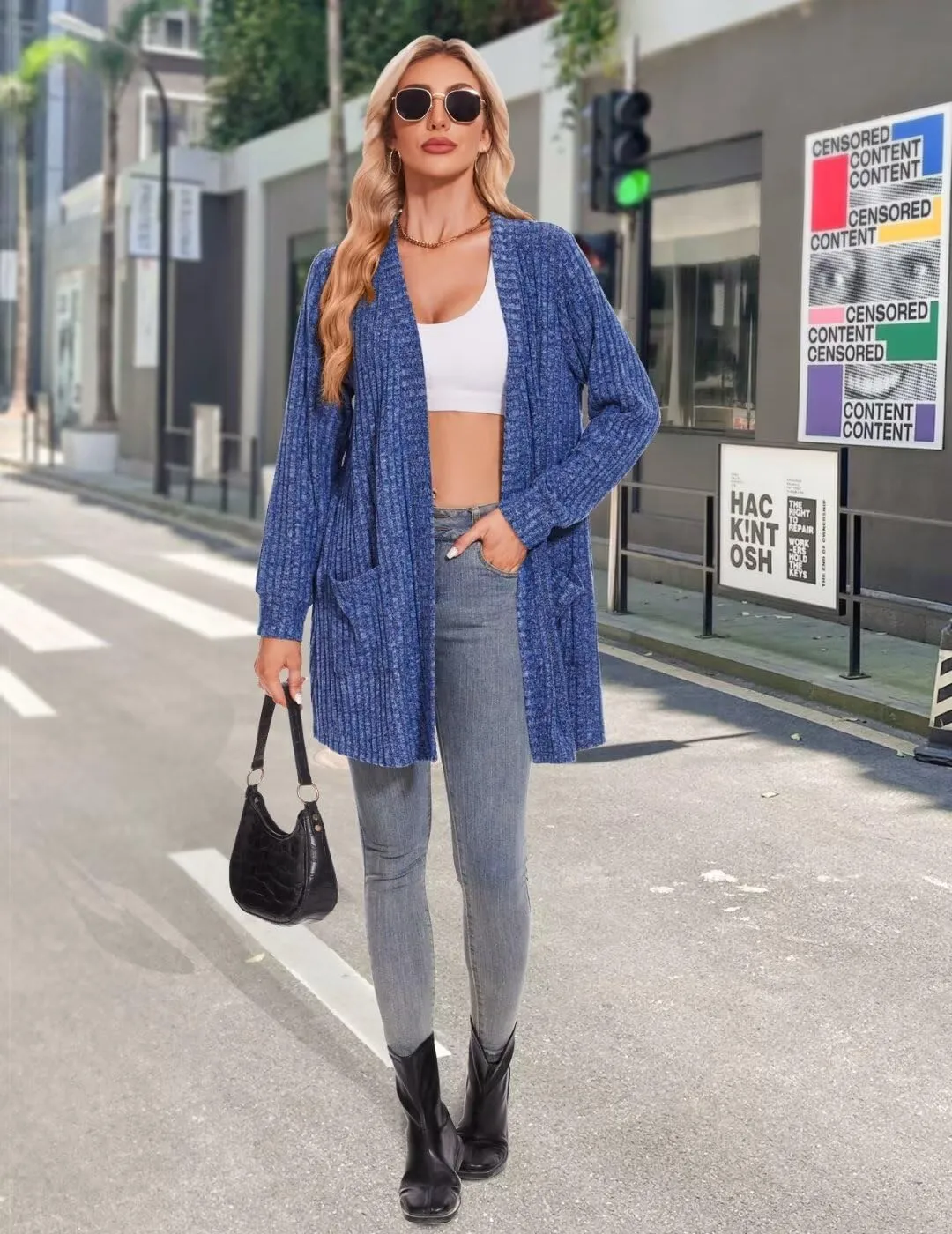 MONNURO Plus Size Cardigan Sweaters for Women Oversized Long Cardigan Open Front Sweaters Outwear with Pockets