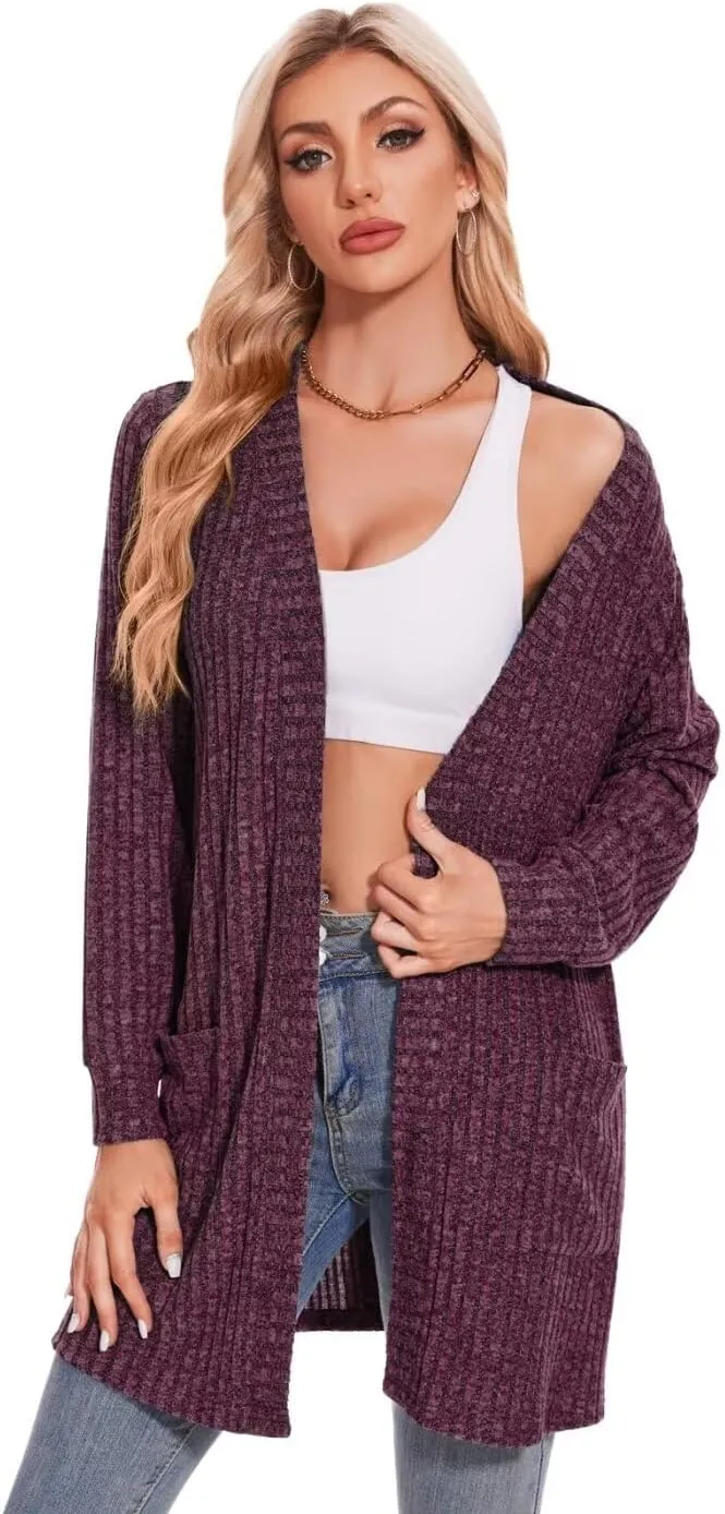 MONNURO Plus Size Cardigan Sweaters for Women Oversized Long Cardigan Open Front Sweaters Outwear with Pockets