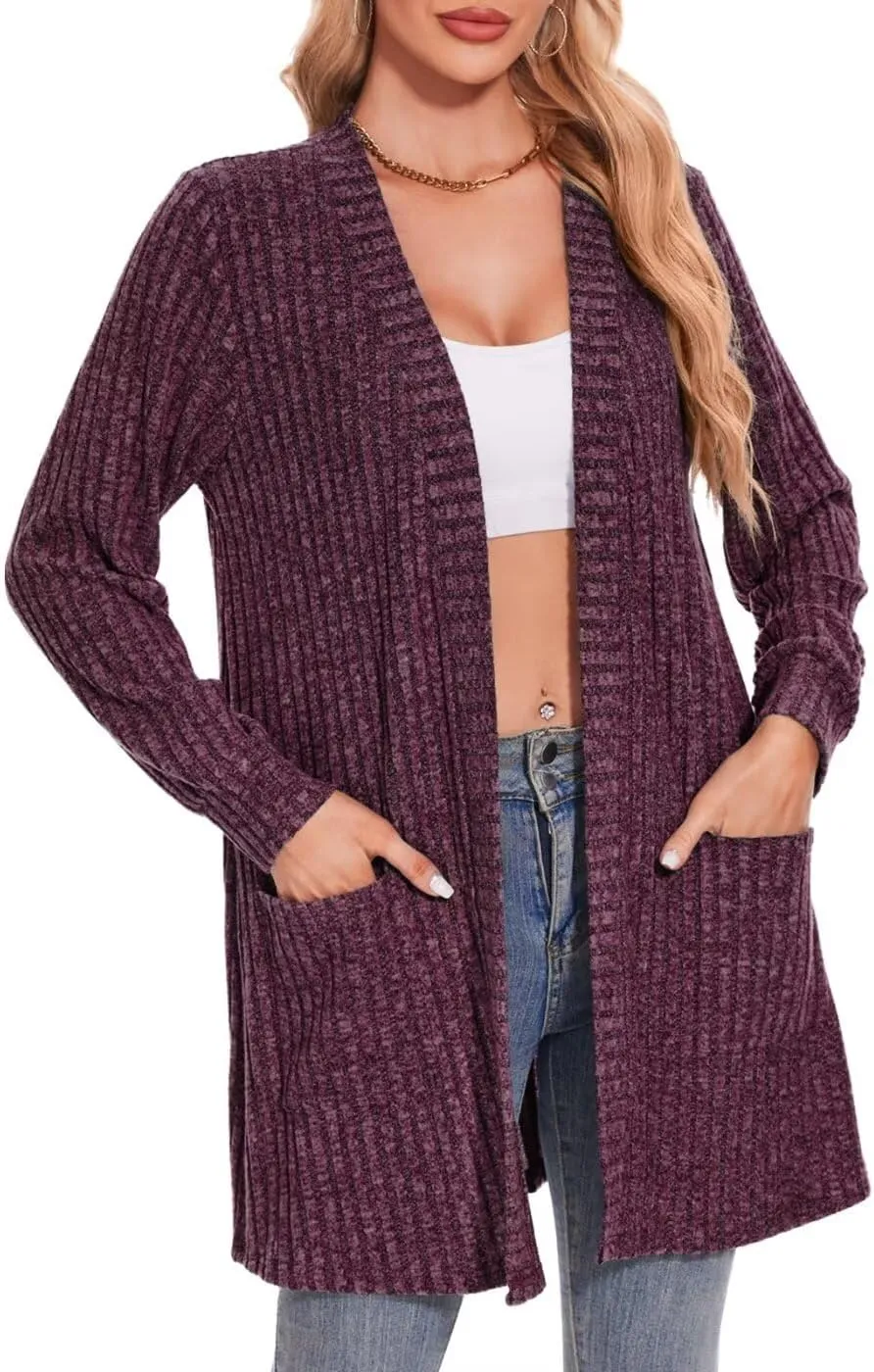 MONNURO Plus Size Cardigan Sweaters for Women Oversized Long Cardigan Open Front Sweaters Outwear with Pockets