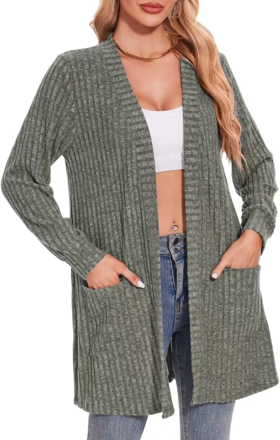 MONNURO Plus Size Cardigan Sweaters for Women Oversized Long Cardigan Open Front Sweaters Outwear with Pockets