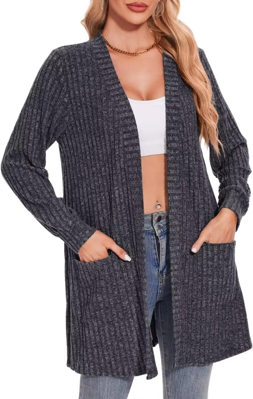MONNURO Plus Size Cardigan Sweaters for Women Oversized Long Cardigan Open Front Sweaters Outwear with Pockets