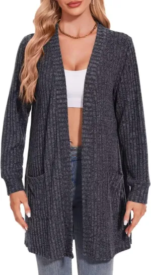 MONNURO Plus Size Cardigan Sweaters for Women Oversized Long Cardigan Open Front Sweaters Outwear with Pockets