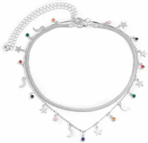 Multilayer Necklaces for Women, Dainty Layered Necklaces for Women Star Moon Snake Chain Pendant Chain Necklaces Women Jewelry, 2 Pieces