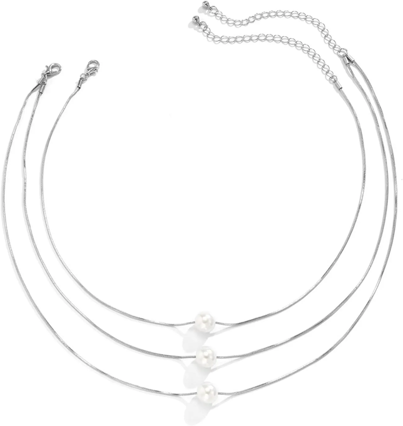 Multilayer Necklaces for Women, Dainty Layering Necklaces for Women Pearl Pendant Chain Necklaces Jewelry Gifts for Birthday Wedding, 3 Pieces