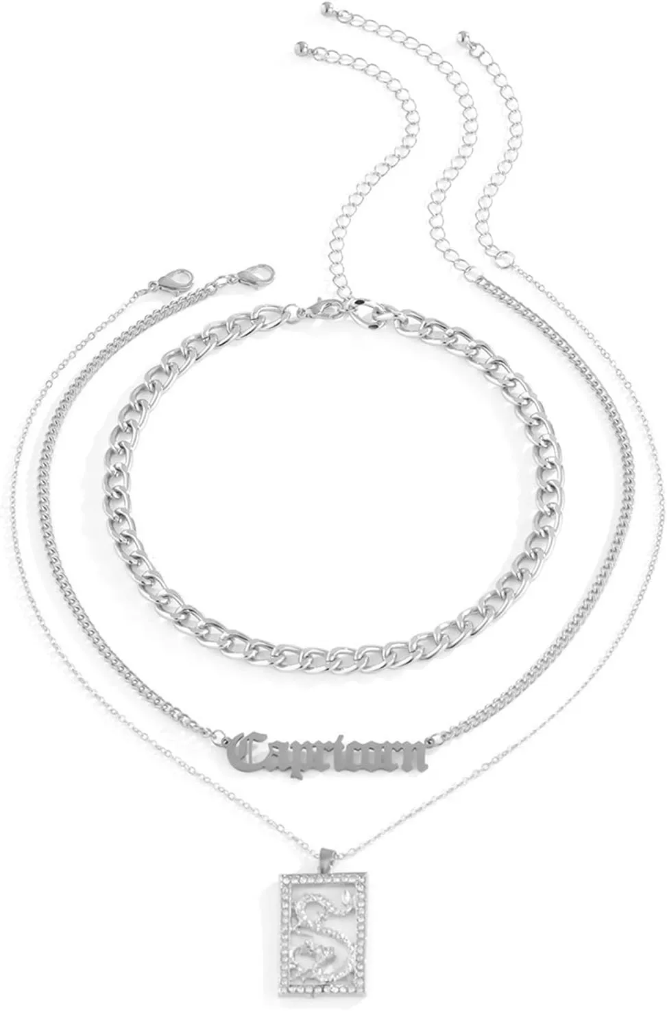 Multilayer Necklaces for Women, Layered Necklaces for Women Dragon Letter Pendant Chain Necklaces Jewelry for Women and Girl, 3 Pieces