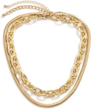 Multilayer Necklaces for Women, Layered Necklaces for Women Punk Snake Chain Pendant Chain Necklaces Jewelry for Women, 2 Pieces, Gold
