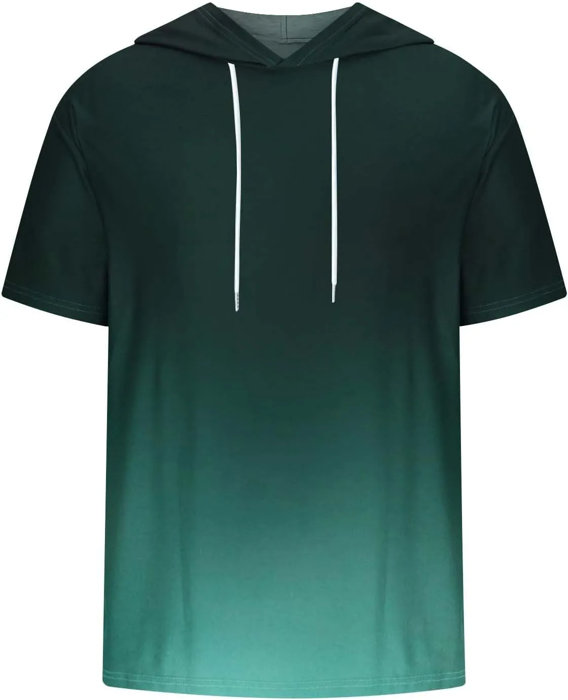 Muscularfit Graphic Tees for Men Casual Stylish Short Sleeve Pullover Hooded Shirts Loose Fit Gradient Color Drawstring Shirt