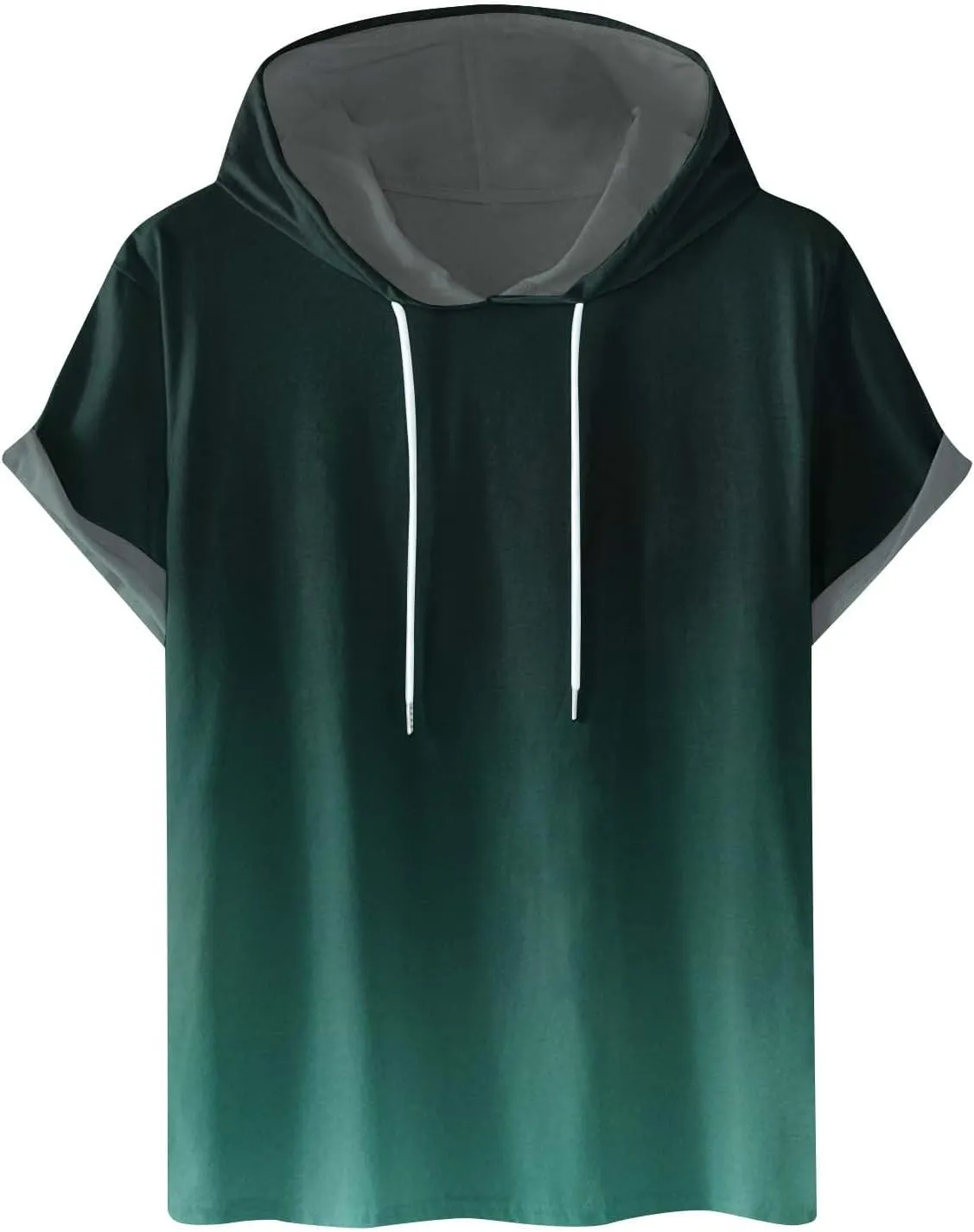 Muscularfit Graphic Tees for Men Casual Stylish Short Sleeve Pullover Hooded Shirts Loose Fit Gradient Color Drawstring Shirt