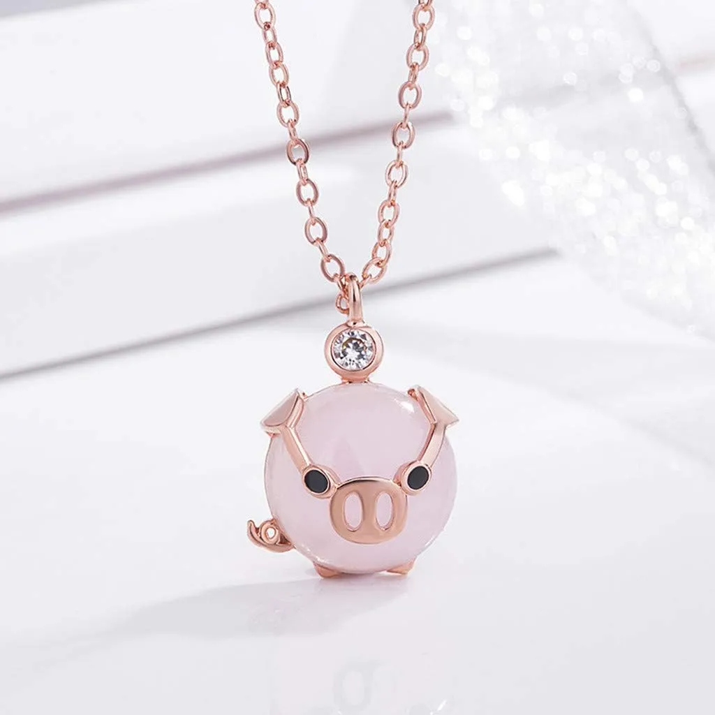 Necklace Gift Cute Pig for Women for Girl Rose Gold 2019 Necklaces Pendants Pack of Necklaces for Women (Rose Gold, One Size)