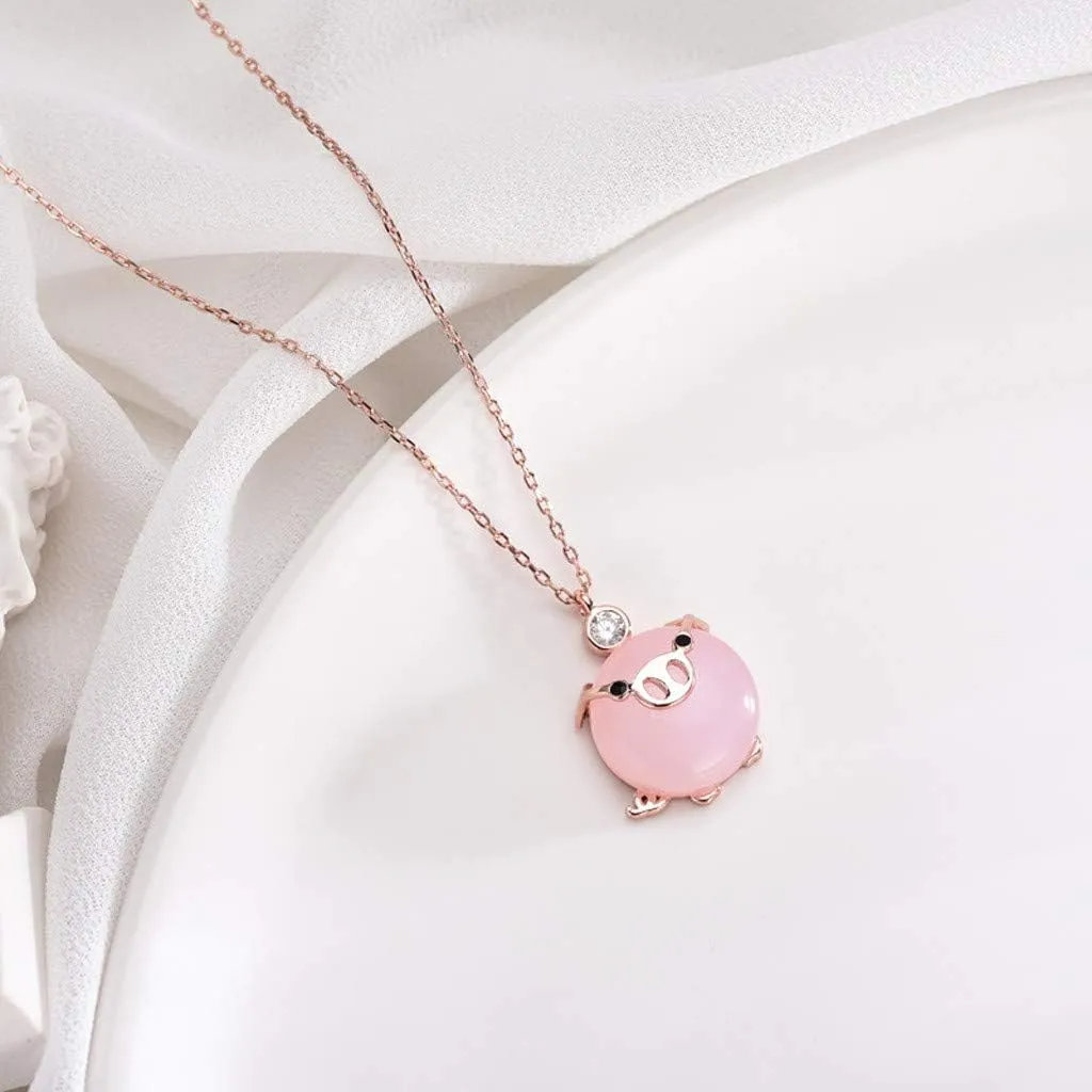 Necklace Gift Cute Pig for Women for Girl Rose Gold 2019 Necklaces Pendants Pack of Necklaces for Women (Rose Gold, One Size)
