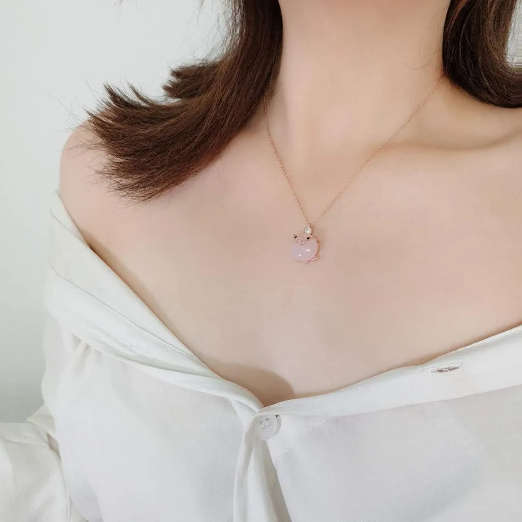 Necklace Gift Cute Pig for Women for Girl Rose Gold 2019 Necklaces Pendants Pack of Necklaces for Women (Rose Gold, One Size)