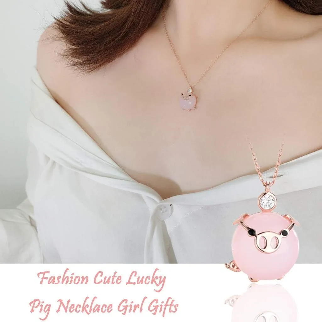 Necklace Gift Cute Pig for Women for Girl Rose Gold 2019 Necklaces Pendants Pack of Necklaces for Women (Rose Gold, One Size)