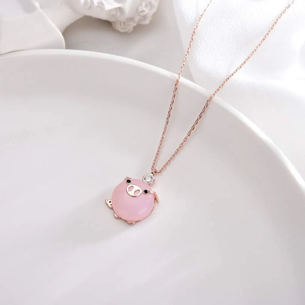 Necklace Gift Cute Pig for Women for Girl Rose Gold 2019 Necklaces Pendants Pack of Necklaces for Women (Rose Gold, One Size)