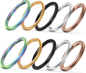 NOLITOY 10Pcs Decorative Nose Ring Hoops for Women Stainless Steel Nose Hoops Colors Daily Wear Party Jewelry for Body Piercing Fashion Styling