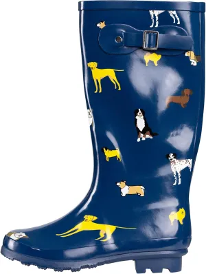 NORTY Women's Hurricane Rain Boots Knee High Calf Length - Glossy Matte Waterproof Rubber Tall Shoes