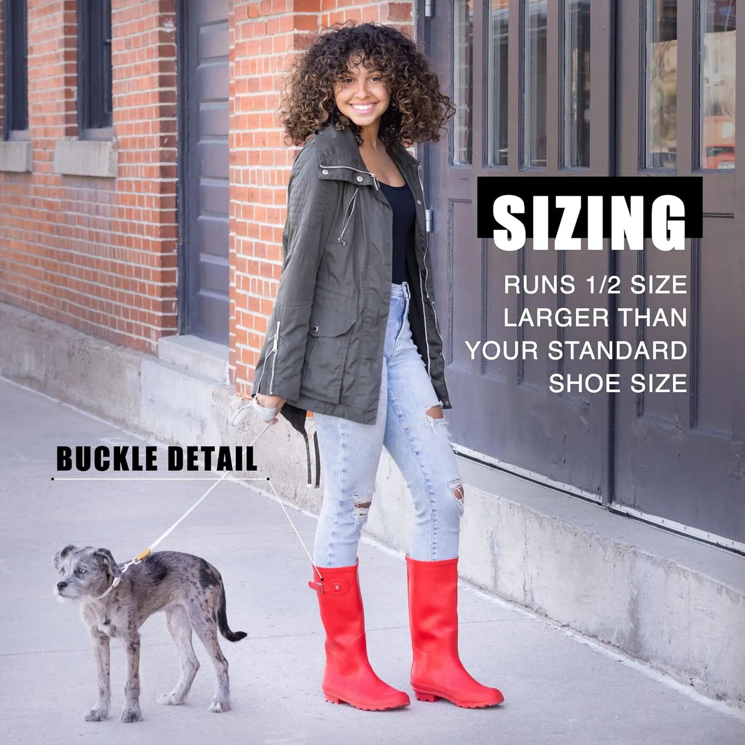 NORTY Women's Hurricane Rain Boots Knee High Calf Length - Glossy Matte Waterproof Rubber Tall Shoes