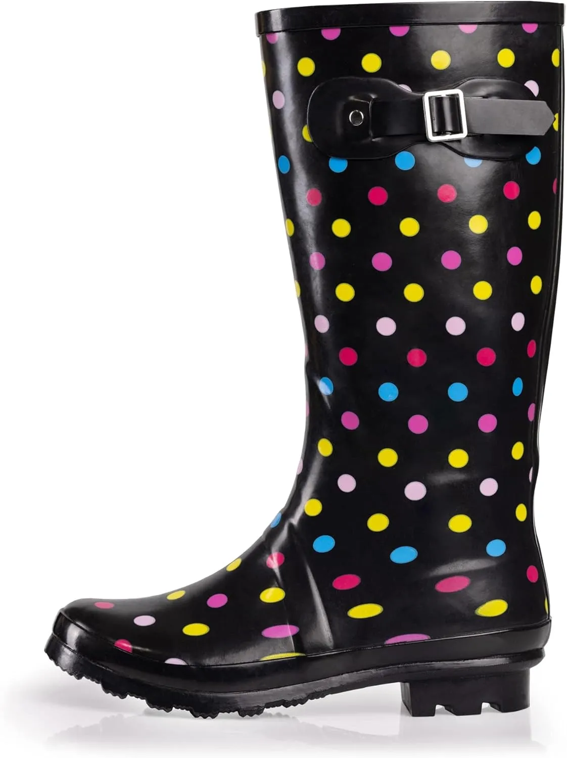 NORTY Women's Hurricane Rain Boots Knee High Calf Length - Glossy Matte Waterproof Rubber Tall Shoes