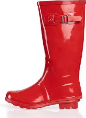 NORTY Women's Hurricane Rain Boots Knee High Calf Length - Glossy Matte Waterproof Rubber Tall Shoes