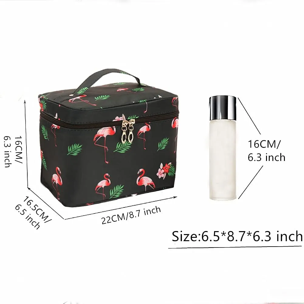 NuAngela Travel Makeup Bag, Portable Toiletry Cosmetic Bags For Women and Girls, Large Make Up Case Zipper Pounch, Water Proof Cosmetics Accessories Organizer