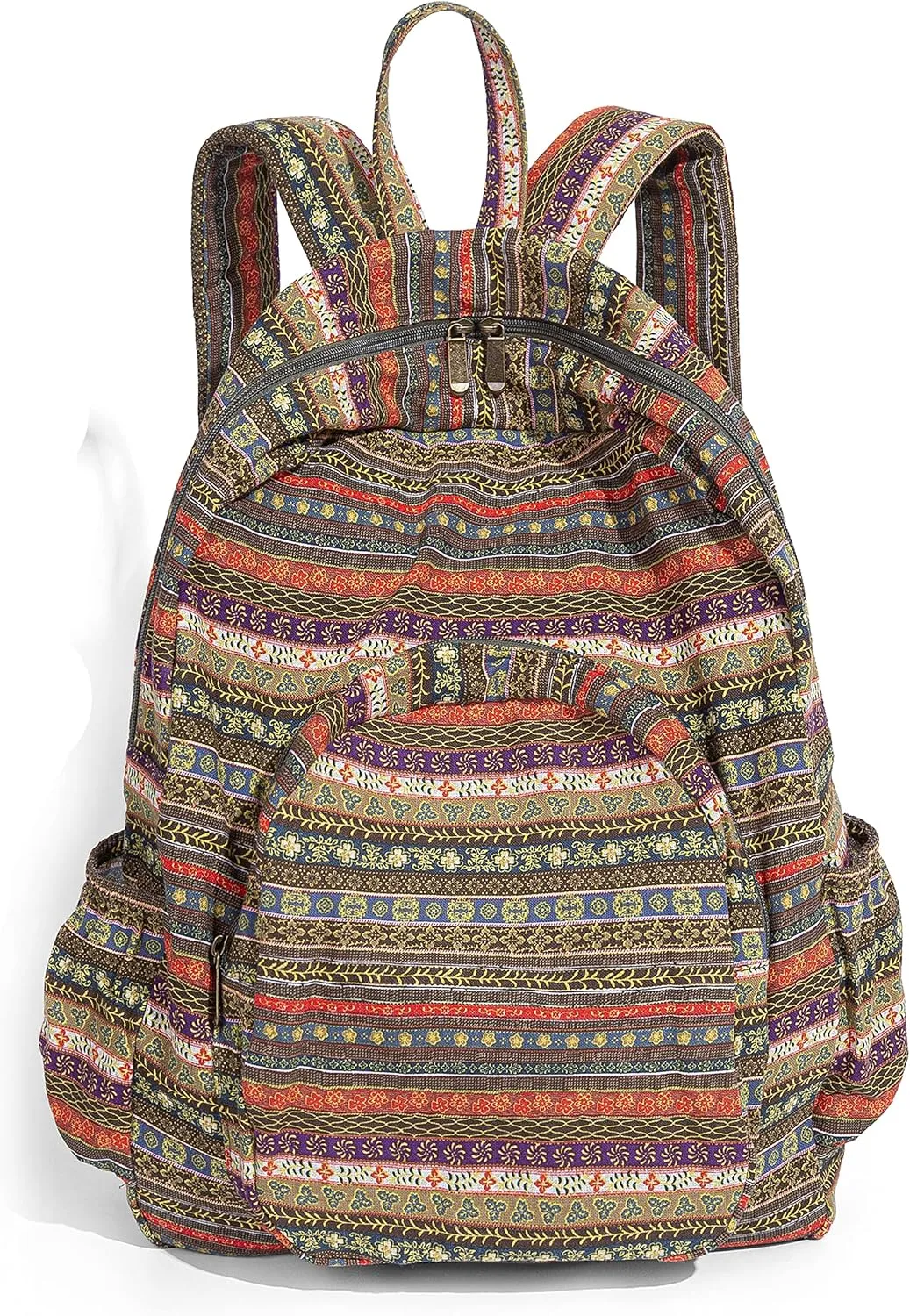 OPQRSTU Women Hippie Hand Bag Large Capacity Bohemian Bag Portable Tourist Fashion Backpacks (Green yellow)