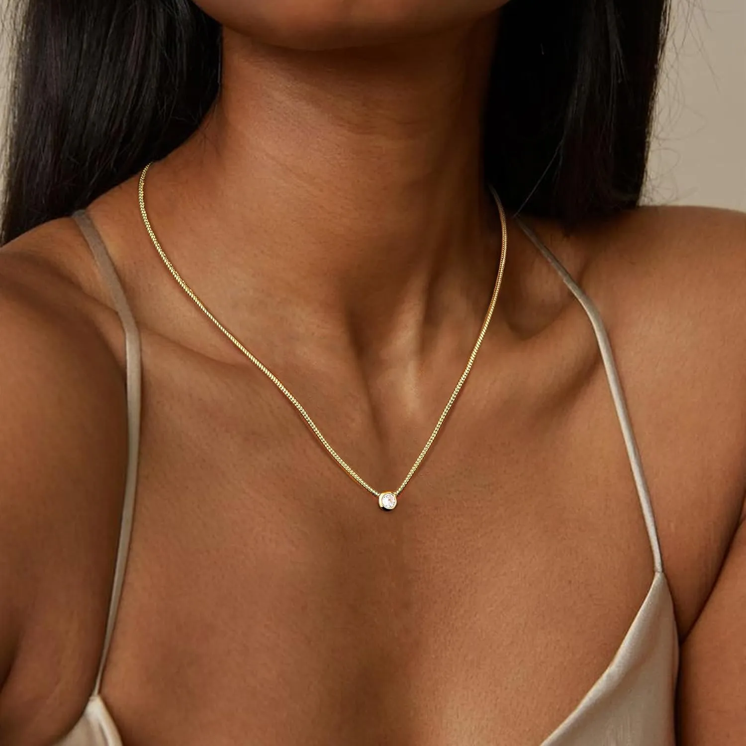 ORAZIO Gold Necklaces for Women,Layered Gold Necklace,14K Gold Plated Pendant Necklaces,Simple Choker Necklaces Set, Dainty Gold Chain Necklaces,Trendy Gold Stacked Jewelry Gifts for Women
