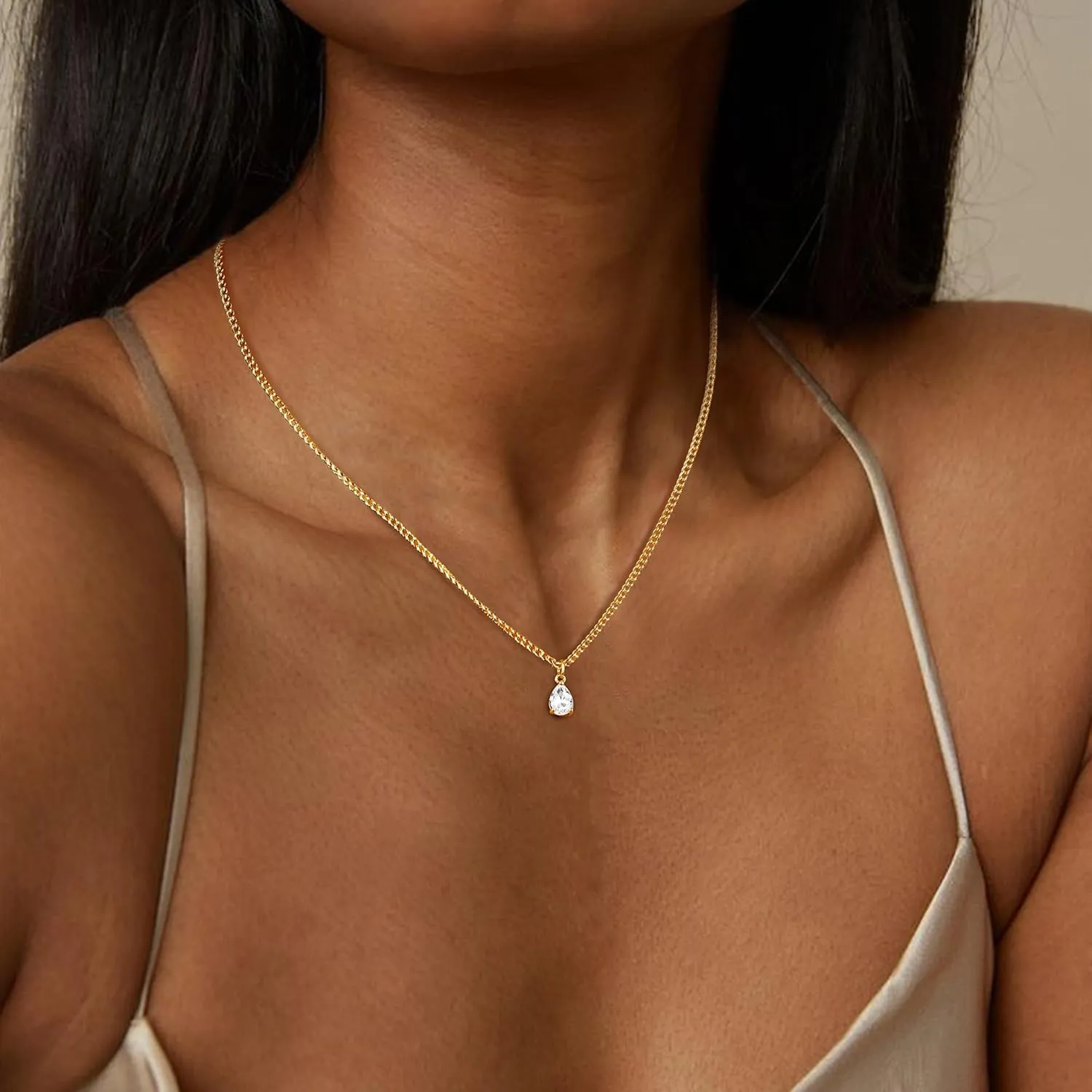 ORAZIO Gold Necklaces for Women,Layered Gold Necklace,14K Gold Plated Pendant Necklaces,Simple Choker Necklaces Set, Dainty Gold Chain Necklaces,Trendy Gold Stacked Jewelry Gifts for Women