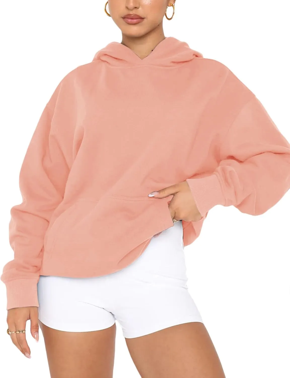 Orchidays Women's Basic Long Sleeve Hoodies Relaxed Fitted Sweatshirts Oversized Pullover Tops with Pocket