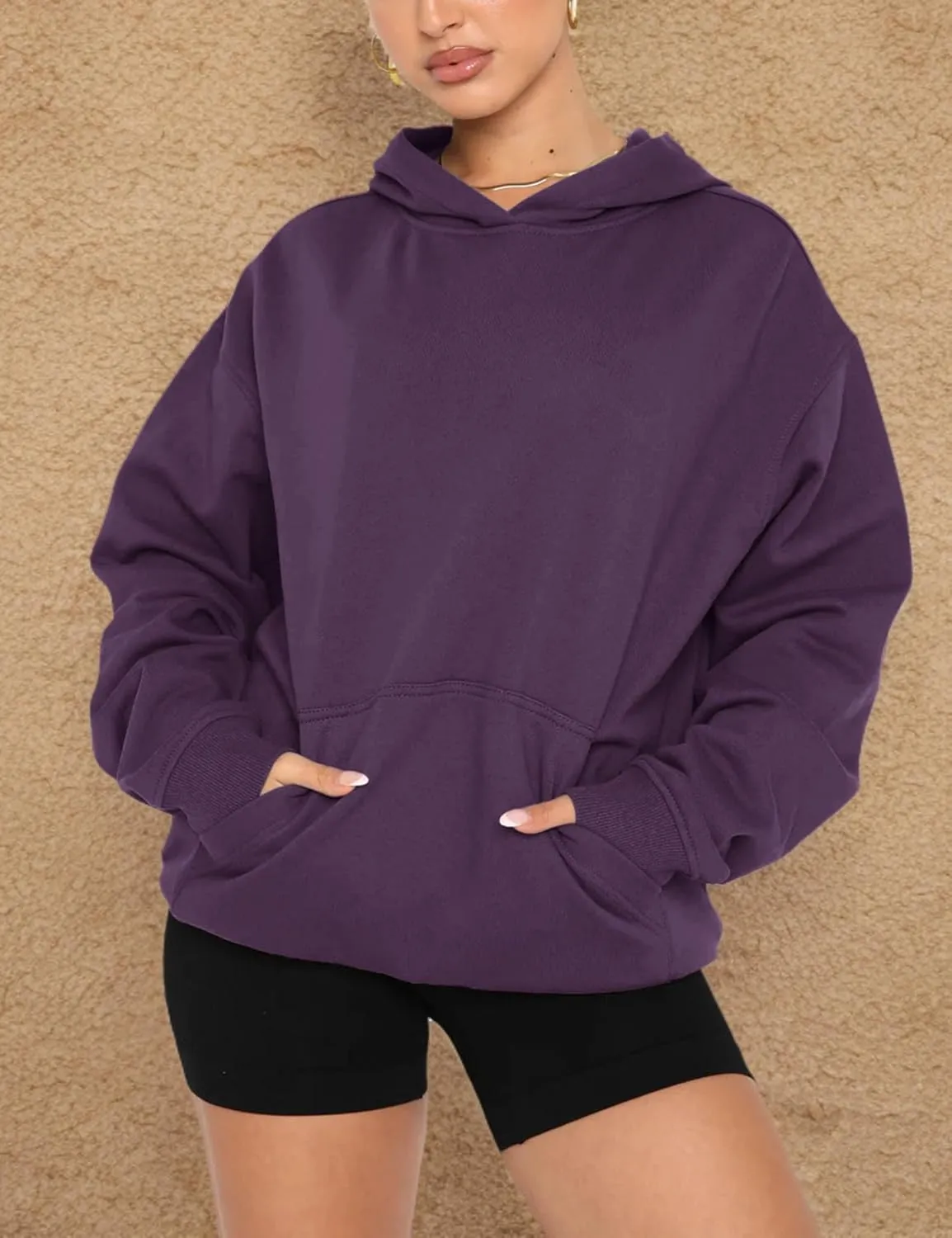 Orchidays Women's Basic Long Sleeve Hoodies Relaxed Fitted Sweatshirts Oversized Pullover Tops with Pocket