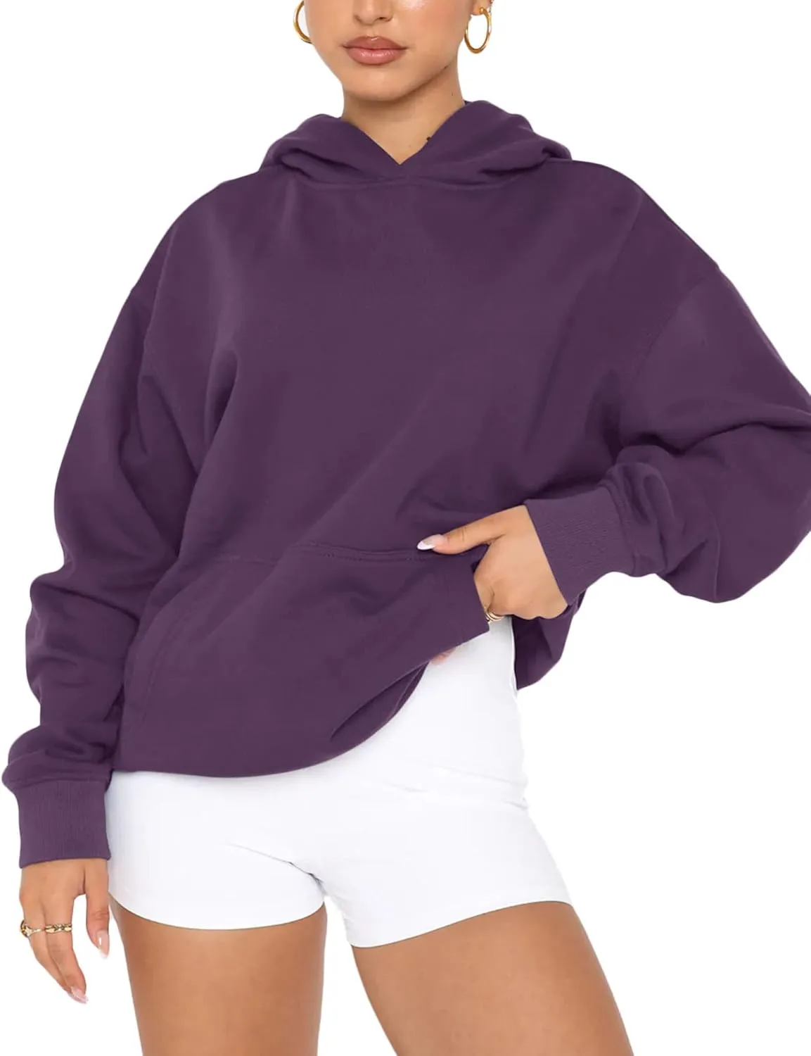Orchidays Women's Basic Long Sleeve Hoodies Relaxed Fitted Sweatshirts Oversized Pullover Tops with Pocket