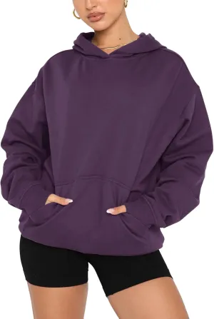 Orchidays Women's Basic Long Sleeve Hoodies Relaxed Fitted Sweatshirts Oversized Pullover Tops with Pocket