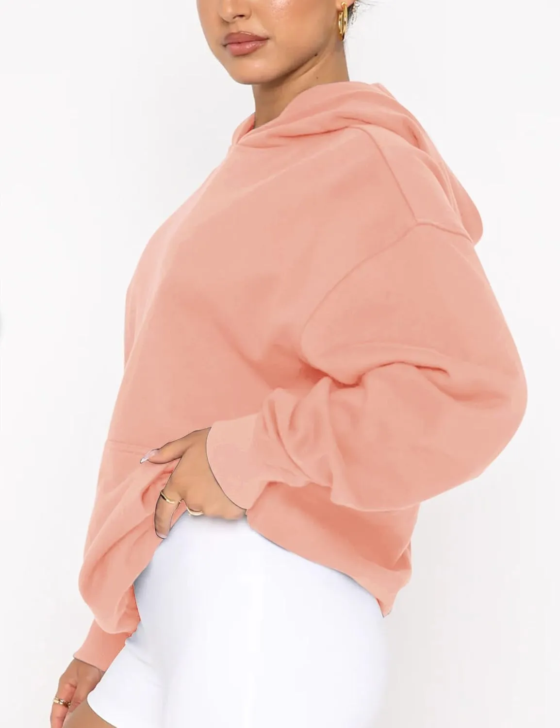 Orchidays Women's Basic Long Sleeve Hoodies Relaxed Fitted Sweatshirts Oversized Pullover Tops with Pocket