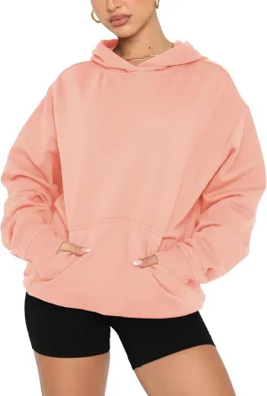 Orchidays Women's Basic Long Sleeve Hoodies Relaxed Fitted Sweatshirts Oversized Pullover Tops with Pocket