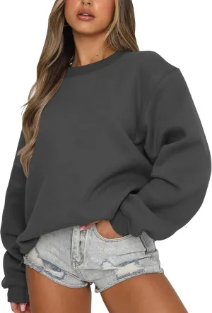 Orchidays Women's Casual Crewneck Sweatshirt Long Sleeve Loose Fitting Pullovers Fall Tops