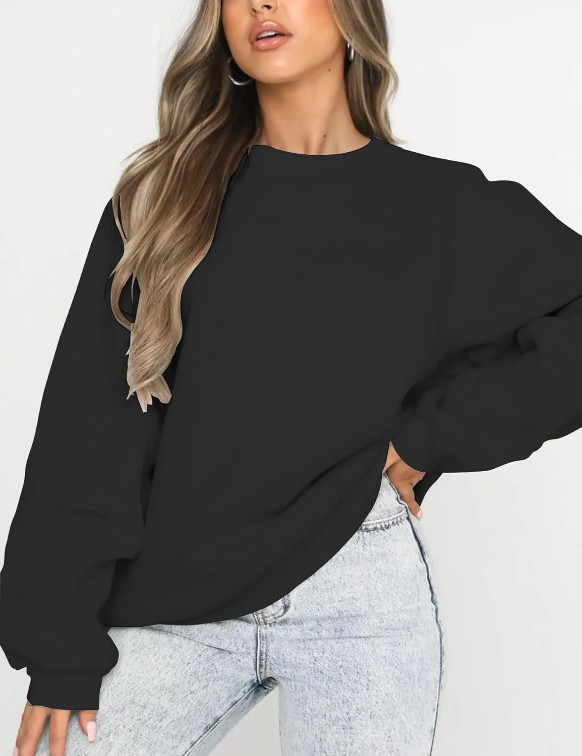 Orchidays Women's Casual Crewneck Sweatshirt Long Sleeve Loose Fitting Pullovers Fall Tops