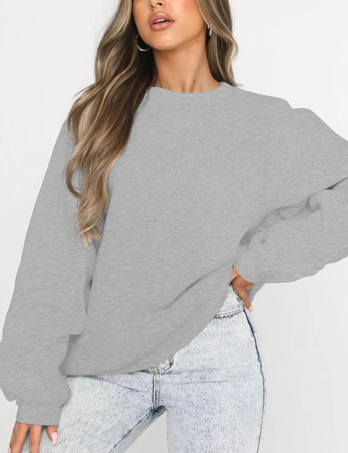 Orchidays Women's Casual Crewneck Sweatshirt Long Sleeve Loose Fitting Pullovers Fall Tops