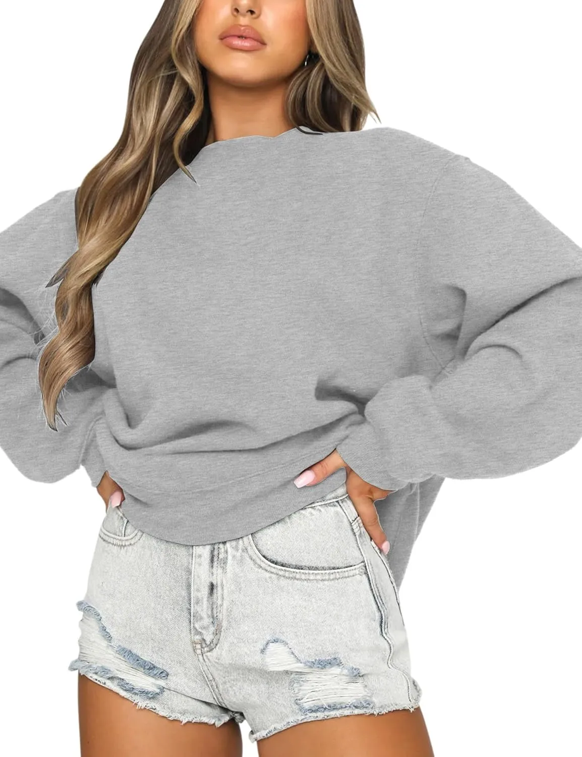 Orchidays Women's Casual Crewneck Sweatshirt Long Sleeve Loose Fitting Pullovers Fall Tops