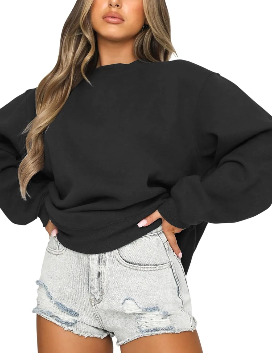 Orchidays Women's Casual Crewneck Sweatshirt Long Sleeve Loose Fitting Pullovers Fall Tops